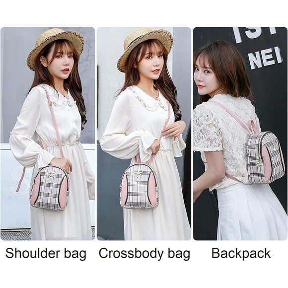 New Women Small Backpack Purse, Lightweight Crossbody Wallet Bag - Pink 3 - Picture 7 of 8